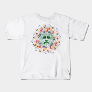 Green man with big colorful flowers Kids T-Shirt